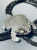 One Of The Most Detailed Native American Navajo Toad Sterling Silver Bolo Tie-Nativo Arts