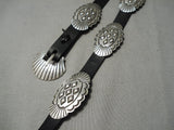 Detailed!! Vintage Native American Navajo Hand Tooled Sterling Silver Concho Belt-Nativo Arts