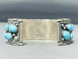 Stunning Vintage Native American Navajo 28 Blue Gem Turquoise Sterling Silver Bracelet-Nativo Arts
