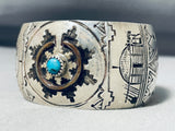 Rare Vintage Native American Hopi Signed Kingman Turquoise Sterling Silver Storyteller Bracelet-Nativo Arts