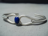 Elegant Vintage Navajo Native American Lapis Sterling Silver Bracelet Old-Nativo Arts