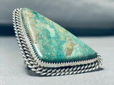 Contouring Native American Navajo Green Turquoise 30 Gram Sterling Silver Ring-Nativo Arts