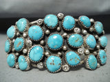 Awesome Vintage Native American Zuni 20 Blue Gem Turquoise Sterling Silver Huge Bracelet-Nativo Arts