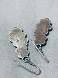 Impressive Vintage Native American Navajo Mother Of Pearl Sterling Silver Earrings-Nativo Arts