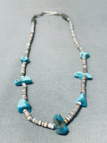 Outstanding Vintage Native American Navajo 7 Turquoise Heishi Sterling Silver Choker Necklace-Nativo Arts