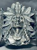 Massive Chief Feather Sterling Silver Southwestern Bracelet-Nativo Arts