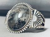 Fog Black Agate Vintage Native American Navajo Sterling Silver Bracelet-Nativo Arts
