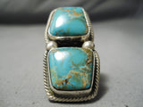 One Of Best Vintage Native American Navajo Martinez Turquoise Sterling Silver Heavy Ring-Nativo Arts