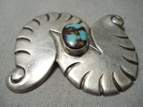 Twisting Turning Vintage Native American Navajo Bisbee Turquoise Sterling Silver Pin Old-Nativo Arts