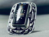 Clay Tom Intricate Inlay Native American Navajo Kachina Maiden Sterling Silver Ring-Nativo Arts