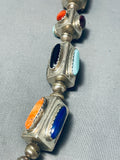 One Of The Best Ever Vintage Native American Navajo Turquoise Sterling Silver Tube Necklace-Nativo Arts