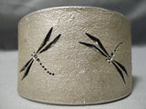 Artistic Micro Dragonfly Vintage Native American Navajo Sterling Silver Heavy Bracelet-Nativo Arts