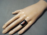 Fantastic Zuni Coral Sterling Silver Ring Native American-Nativo Arts