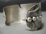 Detailed Precise Intricate Native American Navajo Sterling Silver Feather Master Bracelet-Nativo Arts