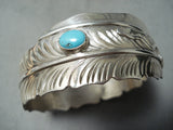 One Of The Most Detailed Native American Navajo Turquoise Sterling Silver Bangle Bracelet-Nativo Arts