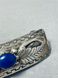 Marvelous Native American Navajo Lapis Sterling Silver Hair Barrettes-Nativo Arts