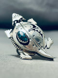 Gasp! Completely Handmade Native American Navajo Turquoise Sterling Silver Toad Ring-Nativo Arts