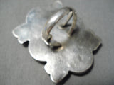 Towering Vintage Native American Navajo Circular Turquoise Sterling Silver Ring Huge-Nativo Arts