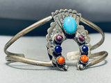 Horse Shoe Vintage Native American Navajo Turquoise Spiny Oyster Sterling Silver Bracelet-Nativo Arts