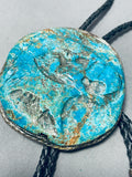 Hand Carved Massive Old Eagle Vintage Native American Navajo Sterling Silver Bolo Tie-Nativo Arts