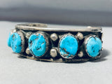 Sensational Vintage Native American Navajo 5 Morenci Turquoise Sterling Silver Bracelet-Nativo Arts