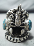 Huge Scoprion Native American Navajo Turquoise Sterling Silver Ring-Nativo Arts