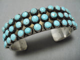 Heavy And Rare!! Vintage Native American Navajo Snake Eyes Turquoise Sterling Silver Bracelet-Nativo Arts