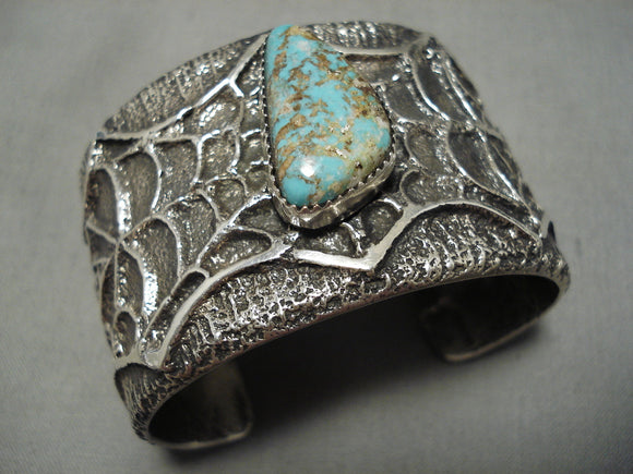 Heavy Native American Navajo Sterling Silver Turquoise Bracelet Cuff - 157 Grams!-Nativo Arts