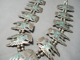 One Of Best Vintage Native American Navajo Turquoise Sterling Silver Squash Blossom Necklace-Nativo Arts