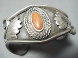 Hand Tooled Vintage Native American Navajo Coral Turquoise Sterling Silver Bracelet-Nativo Arts