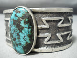 Signed Heavy Native American Spiderweb Turquoise Sterling Silver Bracelet-Nativo Arts