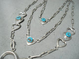 Important Betsoi Family Native American Navajo Turquoise Heart Sterling Silver Necklace-Nativo Arts