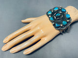 Chunky Older Vintage Native American Navajo Turquoise Sterling Silver Bracelet Cuff-Nativo Arts