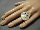 Important Tweety Bird Huge Native American Zuni Turquoise Sterling Silver Ring-Nativo Arts