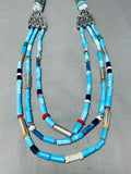 Singer Vintage Native American Navajo Long Turquoise Sterling Silver Necklace-Nativo Arts