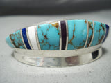 One Of The Most Unique Vintage Native American Navajo #8 Turquoise Sterling Silver Bracelet-Nativo Arts