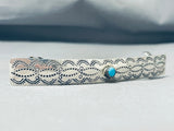 Stunning Native American Navajo Blue Gem Turquoise Sterling Silver Hair Barrette-Nativo Arts