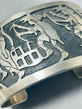 Dancing Kachina Signed Vintage Native American Navajo Sterling Silver Bracelet-Nativo Arts