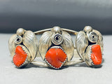 Triple Chunk Vintage Native American Navajo Sterling Silver Leaf Bracelet-Nativo Arts