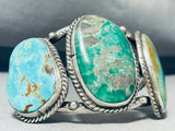 Powerful 133 Grams Vintage Native American Navajo Turquoise Sterling Silver Bracelet-Nativo Arts