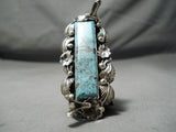 One Of The Craziest Native American Turquoise Sterling Silver Bird Ring-Nativo Arts