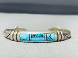 Important Vintage Native American Navajo Ray Tracey Turquoise Inlay Sterling Silver Bracelet-Nativo Arts
