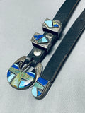 Jon Peters Vintage Native American Navajo Turquoise Sterling Silver Ranger Buckle Set-Nativo Arts