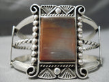 Unique Vintage Navajo Petrified Wood Sterling Silver Bracelet Native American-Nativo Arts
