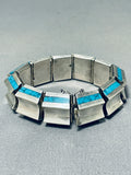 Native American Heavy Expert Workmanship Vintage Southwest Turquoise Sterling Silver Bracelet-Nativo Arts