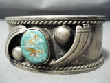 Intense Vintage Native American Navajo Carico Lake Turquoise Sterling Silver Bracelet Old-Nativo Arts