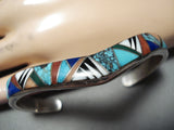 Astonishing Navajo Turquoise Lapis Sterling Silver Bracelet Native American-Nativo Arts