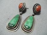 Tommy Jackson Vintage Native American Navajo Damale Turquoise Sterling Silver Earrings Old-Nativo Arts