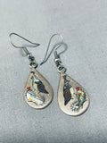 Important Exquisite Vintage Native American Zuni Abalone Sterling Silver Earrings-Nativo Arts