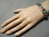 Quality Vintage Native American Navajo Coral Turquoise Sterling Silver Bracelet Old-Nativo Arts